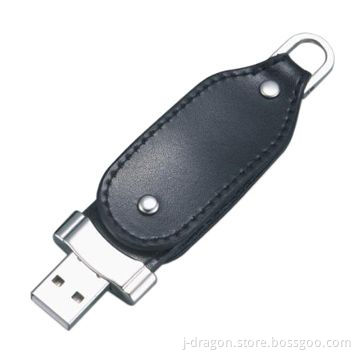 Leather USB Flash Disk with 1 to 32GB Storage and Embossed Logo, Suitable for Business Gifts